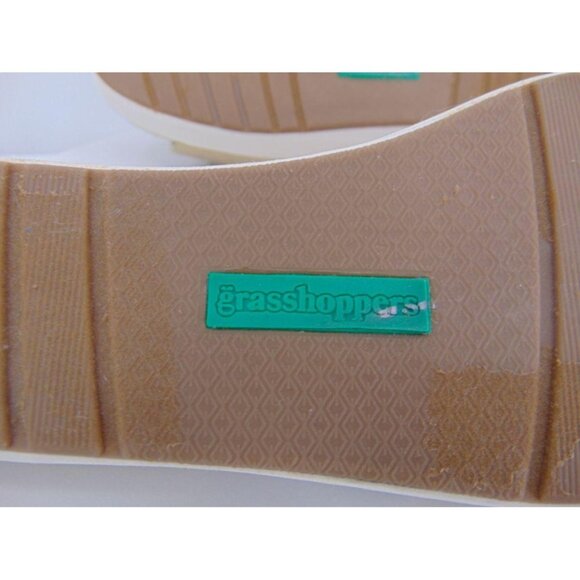 Grasshoppers Leah Two Strap Sandals 9.5 W Wide Gold Linen Textile Shoes - Picture 13 of 14